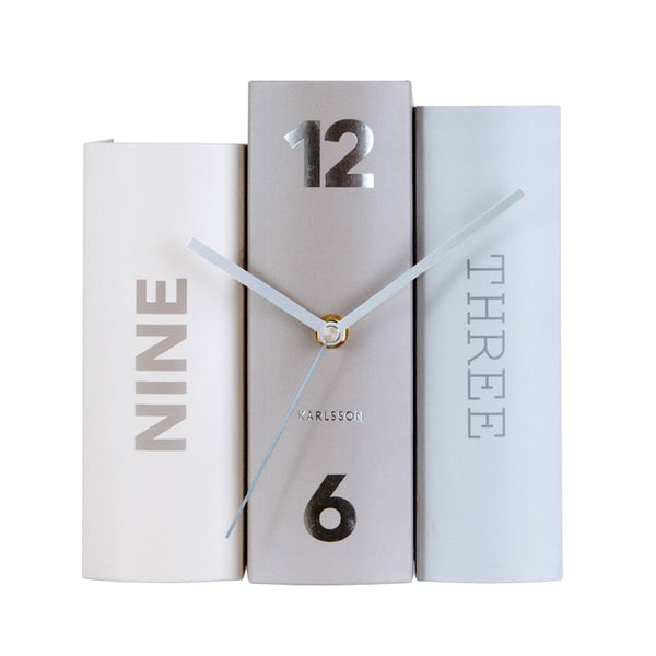 Karlsson Table Clock Book - Grey [D]