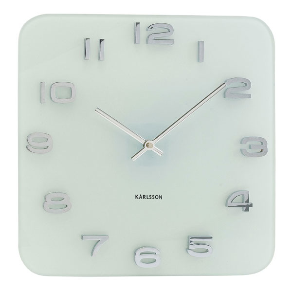 Karlsson Vintage Square Glass Clock - White [D]