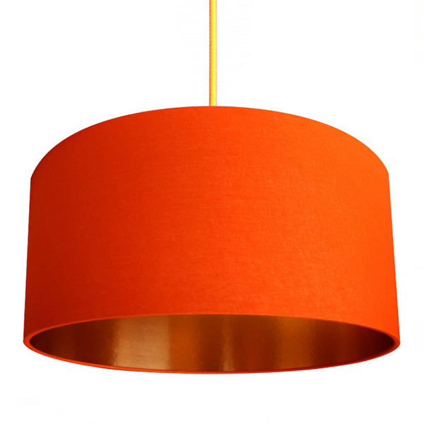 Fabric Lampshade - Tangerine & Brushed Copper