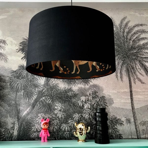 Silhouette Cotton Lampshade - Leopard in Jet Black Additional 2