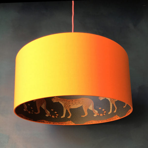 Silhouette Cotton Lampshade - Leopard in Tangerine