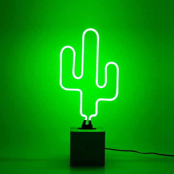 Neon Cactus Table Lamp Sign - Green [D]