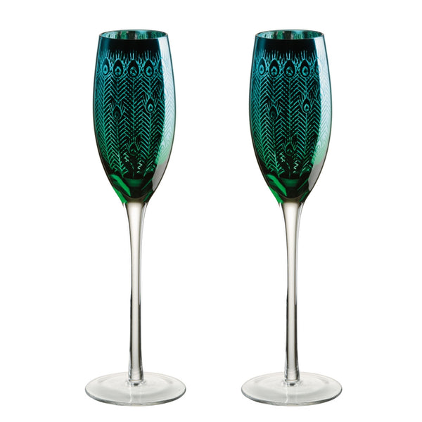 Peacock Champagne Flute - Set of 2