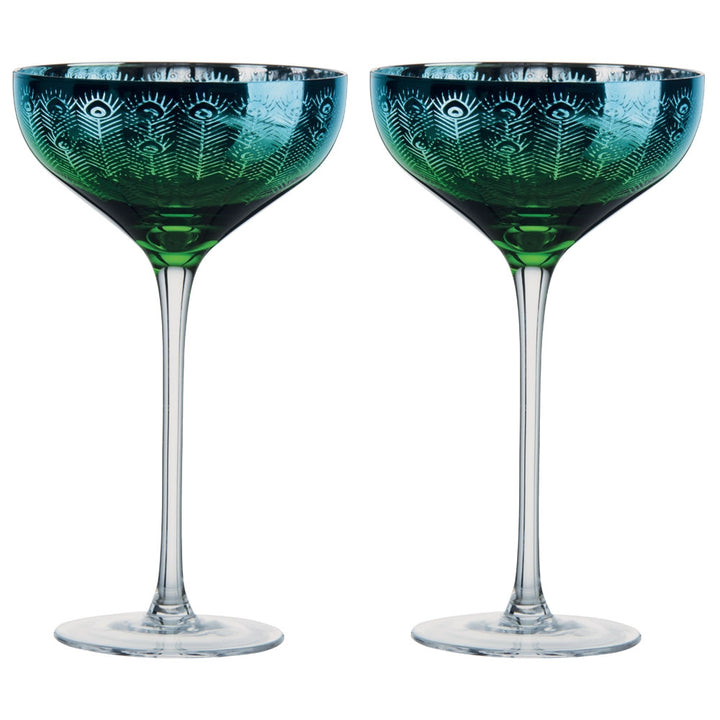 Peacock Champagne Saucer - Set of 2
