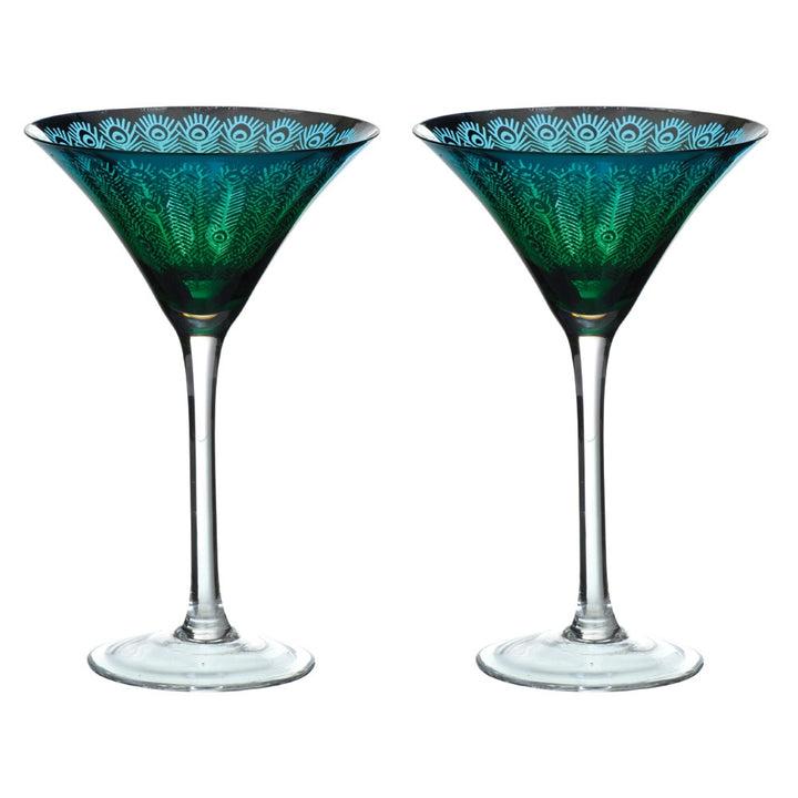 Peacock Martini Glass - Set of 2