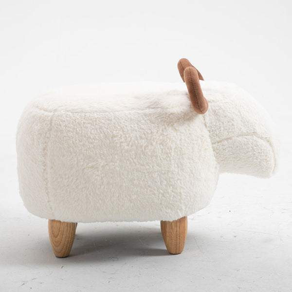 Sandy the Sheep Footstool. Cream Fabric with Wooden Legs