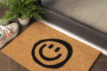 Smiley Doormat - Cheeky Coconut Coir Mat with Hand-Drawn Grin