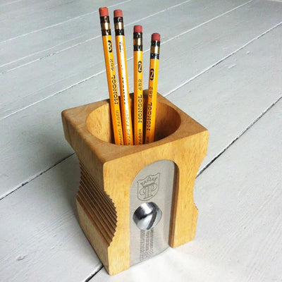 Desk Tidy Sharpener Pot. Giant Wooden Pencil Sharpener for Pens