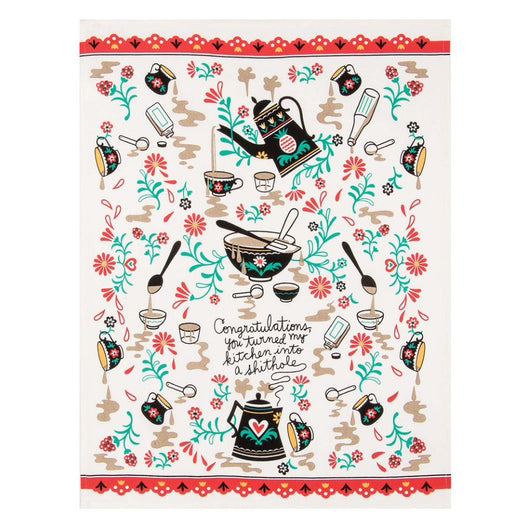 Congratulations Tea Towel – Funny Cotton Kitchen Towel – Red Candy