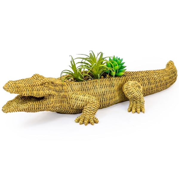 Waylen the Wicker Crocodile Planter