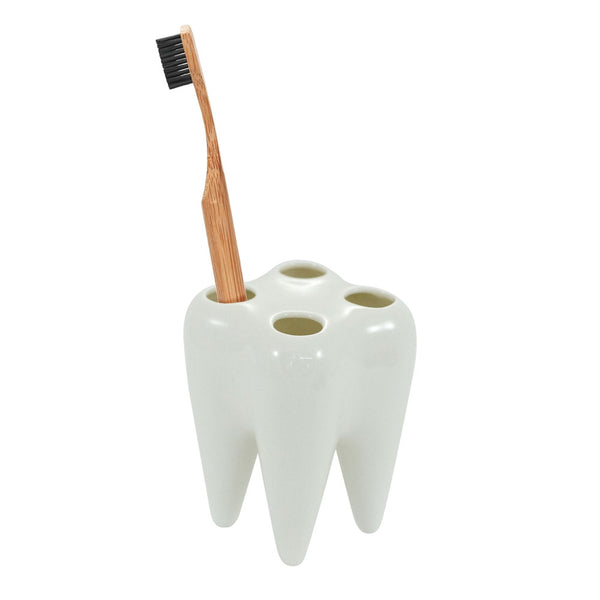 White Tooth Toothbrush Holder