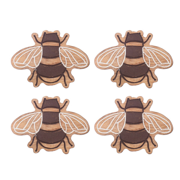 Wooden Bee Coasters (Set of 4)