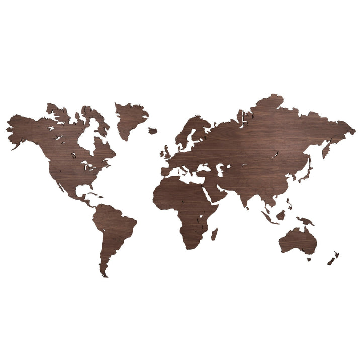 Wooden World Map Wall Art - Walnut Additional 4